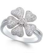 Diamond Flower Ring (1/10 Ct. T.w.) In Sterling Silver