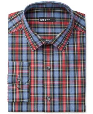 Bar Iii Men's Slim-fit Blue Tartan Dress Shirt, Created For Macy's