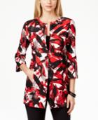Kasper Beaded Abstract-print Long Jacket
