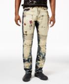 Heritage America Men's Bleached Decorated Moto Jeans