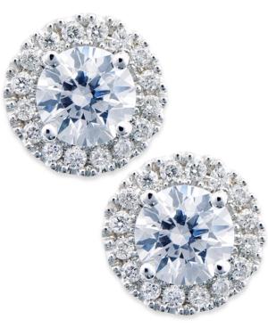 Diamond Earrings, 14k White Gold Diamond Round Halo Stud Earrings (1/3 Ct. T.w.)