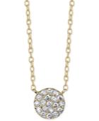 Unwritten Gold-tone Sterling Silver Pave Disc Pendant Necklace