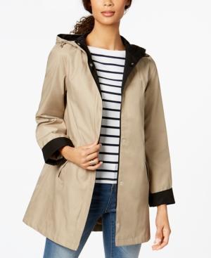 Jones New York Hooded Colorblocked Raincoat