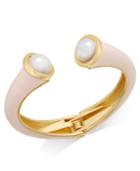 Inc International Concepts Gold-tone Imitation Pearl Pink Hinged Cuff Bracelet, Created For Macy's
