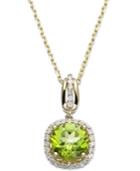 14k Gold Peridot (1-1/2 Ct. T.w.) And Diamond (1/5 Ct. T.w.) Round-cut Pendant