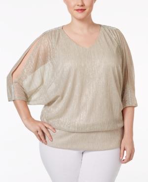 Msk Plus Size Metallic Cold-shoulder Top