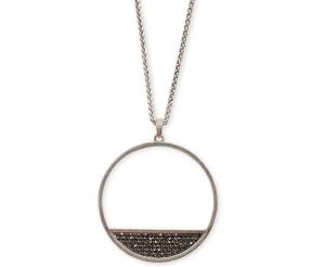 Lucky Brand Silver-tone Pave Open Oval 34 Pendant Necklace