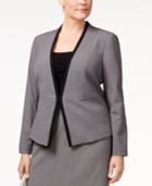 Nine West Plus Size Contrast-trim Kiss-front Blazer