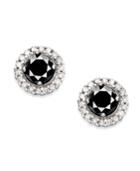 Diamond Earrings, 14k White Gold Black And White Diamond Stud Earrings (1 Ct. T.w.)