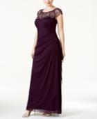 Xscape Plus Size Embellished Beaded Yoke Gown
