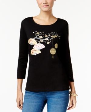 Karen Scott Fan Graphic Top, Only At Macy's