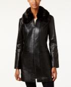 Anne Klein Faux-fur-collar Leather Walker Coat