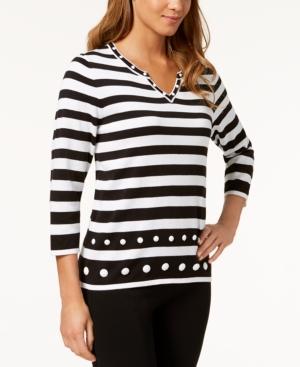 Alfred Dunner Upper East Side Embellished Split-neck Sweater