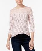 Maison Jules Polka-dot Lace-trim Top, Only At Macy's