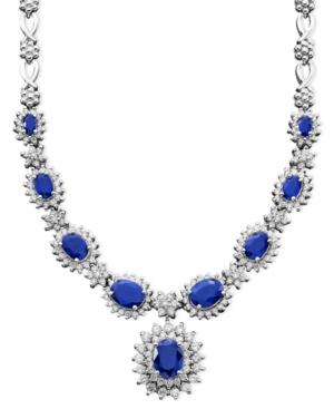 Royalty Inspired By Effy Sapphire (4-3/8 Ct. T.w.) And Diamond (1-2/3 Ct. T.w.) Necklace In 14k White Gold (also Emerald)