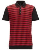 Boss Men's Slim-fit Checked Contrast Cotton Polo