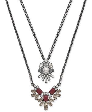 Abs By Allen Schwartz Silver-tone Layered Pendant Necklace