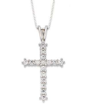 Diamond Necklace, 14k White Gold Diamond Cross Pendant (1/2 Ct. T.w.)