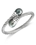 Tahitian Cultured Freshwater Pearl (10mm) Bangle Bracelet In Stainless Steel