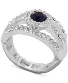 Anne Klein Silver-tone Stone & Crystal Stretch Ring, Created For Macy's