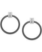 Diamond And Ceramic Circle Earrings (1/5 Ct. T.w.) In Sterling Silver