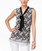 Ny Collection Petite Sleeveless Lace Tie-front Blouse