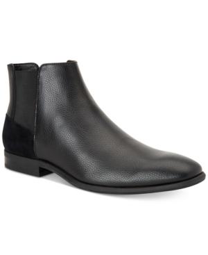 Calvin Klein Men's Larry Double Gore Leather Chelsea Boots Men's Shoes