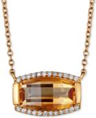 Citrine (3 Ct. T.w.) & Diamond (1/8 Ct. T.w.) 18 Pendant Necklace In Gold-plated Sterling Silver (also In Rhodolite Garnet)