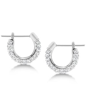Swarovski Silver-tone Pave Hoop Earrings