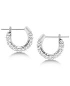 Swarovski Silver-tone Pave Hoop Earrings