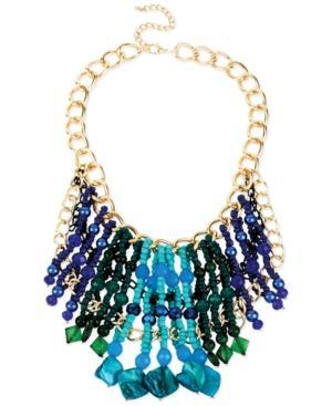 Haskell Gold-tone Mixed Bead Frontal Statement Necklace