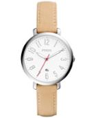 Fossil Women's Jacqueline Light Brown Leather Strap Watch 36mm Es4206