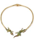 Betsey Johnson Gold-tone Pave Alligator Collar Necklace