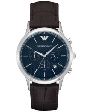 Emporio Armani Men's Automatic Chronograph Renato Dark Brown Leather Strap Watch 43mm Ar2494