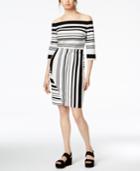 Bar Iii Striped Off-the-shoulder Dress, Created For Macy's