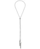 Majorica Stainless Steel Imitation Pearl & Chain Tassel 37 Adjustable Lariat Necklace