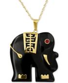 Black Agate & Ruby Accent 18 Pendant Necklace In 14k Gold