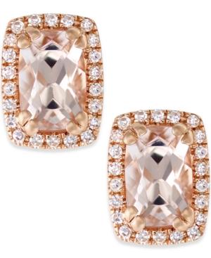 Morganite (1 Ct. T.w.) And Diamond (1/10 Ct. T.w.) Stud Earrings In 14k Rose Gold