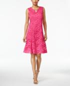 Jm Collection Floral-lace A-line Dress, Created For Macy's