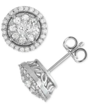 Diamond Cluster Halo Stud Earrings (1 Ct. T.w.) In 14k White Gold