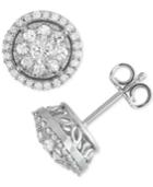 Diamond Cluster Halo Stud Earrings (1 Ct. T.w.) In 14k White Gold