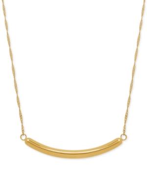 Curved Bar Necklace In 14k Gold