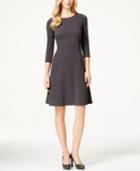 Calvin Klein Three-quarter Sleeve Flare Dress