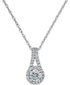 Diamond Halo Pendant Necklace (1/2 Ct. T.w.) In 14k White Gold