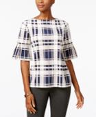 Charter Club Plaid Flared-sleeve Top, Created For Macy's