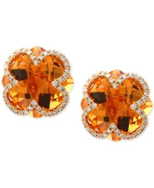Effy Citrine (7-1/10 Ct. T.w.) & Diamond (1/5 Ct. T.w.) Clover Earrings In 14k Gold