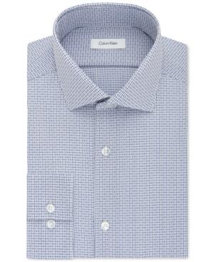 Calvin Klein Men's Steel Slim-fit Non-iron Performance Blue Geo Dress Shirt