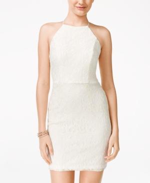 City Studios Juniors' Embellished Halter Lace Sheath Dress