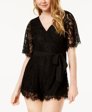 Trixxi Juniors' Surplice Lace Romper