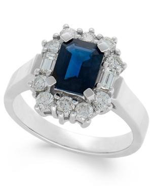 Sapphire (1-3/4 Ct. T.w.) And Diamond (3/4 Ct. T.w.) Ring In 14k White Gold